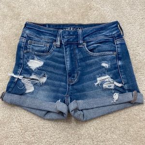 High Waist Distressed Denim Shorts